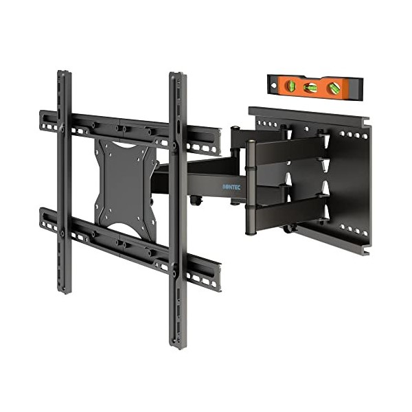 BONTEC Support Mural TV Orientable et Inclinable, Support TV Mural LED LCD Incurvée/Plate de 37-80 Pouces avec Double Bras Ul