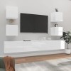 LAPOOH Ensemble de Meubles TV 6 pcs Blanc Brillant Bois dingénierie,Meuble Haut Salon,Meuble TV Étagère,Meuble dangle TV