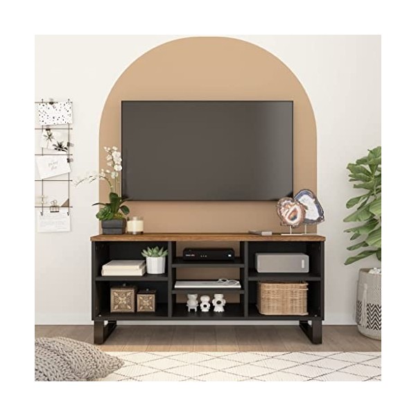 Meuble TV 100 x 33 x 46 cm en bois massif de manguier et bois dingénierie