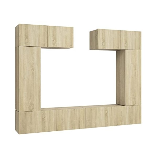 LAPOOH Ensemble de Meuble TV 6 pcs Chêne Sonoma Aggloméré,Meuble Bas Salon,Meuble TV Longueur,Meubles De Salon TV