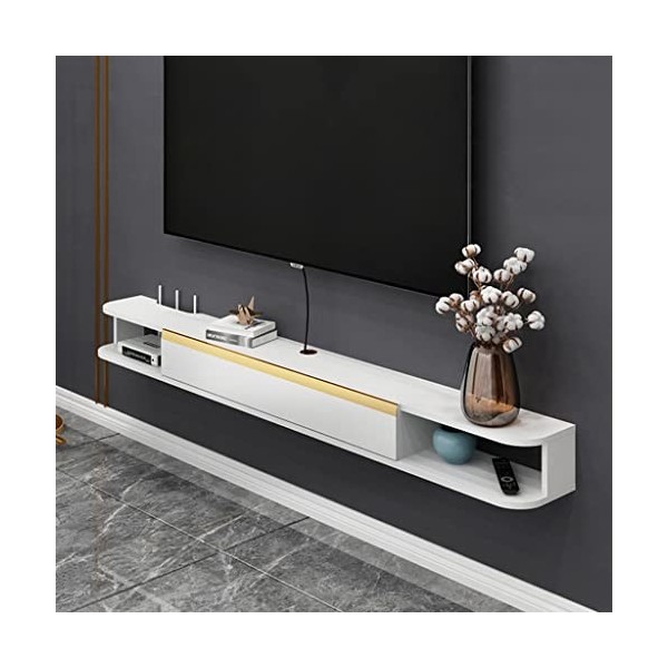 KAXGU Meuble Tv Flottant Avec 3 Espaces de Rangement Pour Meuble Tv Mural Avec Meuble Tv de Gestion Des Câbles/White/120Cm