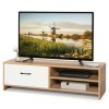 COSTWAY Meuble TV avec Tiroir et 2 Compartiments pour TV 55" au Max, Banc TV en Bois pour Salon, Chambre, Bureau, 120 x 42 x 