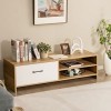 COSTWAY Meuble TV avec Tiroir et 2 Compartiments pour TV 55" au Max, Banc TV en Bois pour Salon, Chambre, Bureau, 120 x 42 x