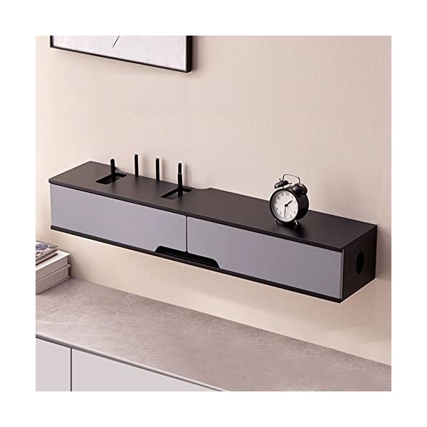Table TV Meuble TV Mural Meuble TV Flottant ， Étagères pour décodeur TV WiFi, 80/100 cm, Support décoratif Mural/Console vidé