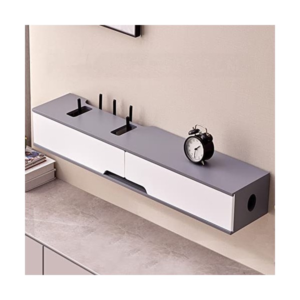 Table TV Meuble TV Mural Meuble TV Flottant ， Étagères pour décodeur TV WiFi, 80/100 cm, Support décoratif Mural/Console vidé