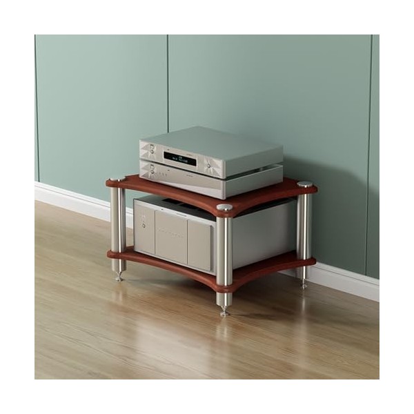 Support Multimédia AV, Meuble TV, Support Stéréo dangle, Tour Audio avec Étagère en Bois Et Cadre en Acier, Étagères De Rang