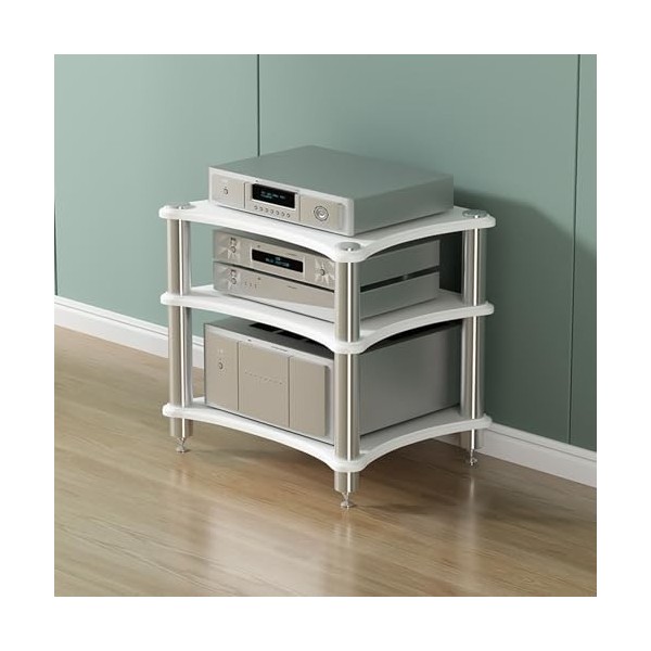 Support Multimédia AV, Meuble TV, Support Stéréo dangle, Tour Audio avec Étagère en Bois Et Cadre en Acier, Étagères De Rang