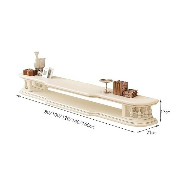 Suuim Meuble TV en Bois Massif pour Chambre à Coucher, décodeur, Salon, Meuble TV Mural, Support de routeur, Rangement Ouvert