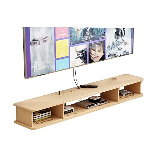 Table TV Meuble TV Mural 120/140Cm Meuble TV Flottant, Étagère de Décodeur, Petite Console Multimédia Murale, Étagères de Ran