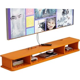 Table TV Meuble TV Mural Meuble TV Flottant ， Étagère de Décodeur, Petite Console Multimédia Murale 120/140 Cm, Étagères de R