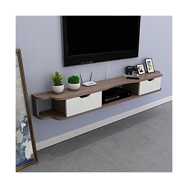 EsEntL Meuble TV Mural, Meuble TV Flottant avec 2 tiroirs, unité de Rangement TV Murale pour Salon Chambre à Coucher, Gain de