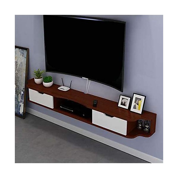 EsEntL Meuble TV Mural, Meuble TV Flottant avec 2 tiroirs, unité de Rangement TV Murale pour Salon Chambre à Coucher, Gain de