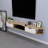 EsEntL Meuble TV Mural, Meuble TV Flottant avec 2 tiroirs, unité de Rangement TV Murale pour Salon Chambre à Coucher, Gain de