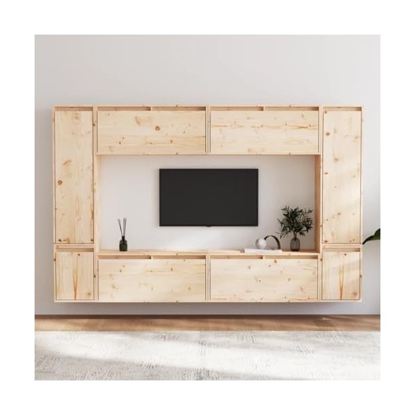Générique Meubles TV 8 pcs Bois Massif de pin,59.81 KG,3100194, Meubles, Meubles TV