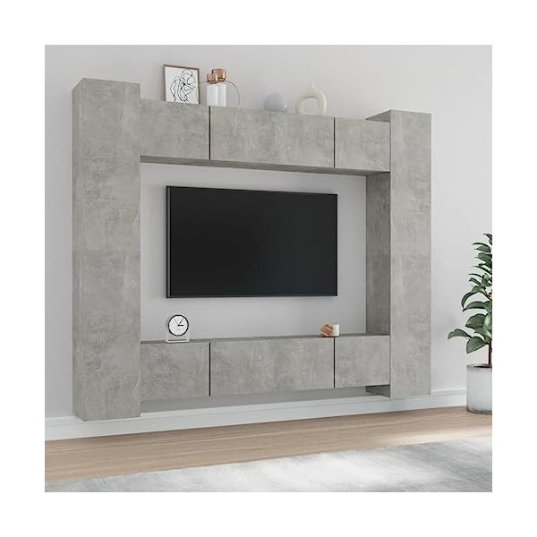 Ensemble de Meubles TV 8 pcs Gris béton Bois dingénierie - Meuble TV sur Salle de Séjour, Salon et Chambre à Coucher