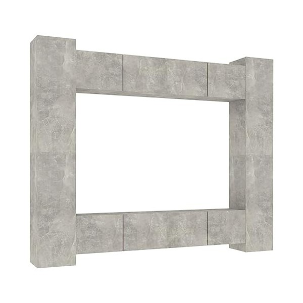 Ensemble de Meubles TV 8 pcs Gris béton Bois dingénierie - Meuble TV sur Salle de Séjour, Salon et Chambre à Coucher
