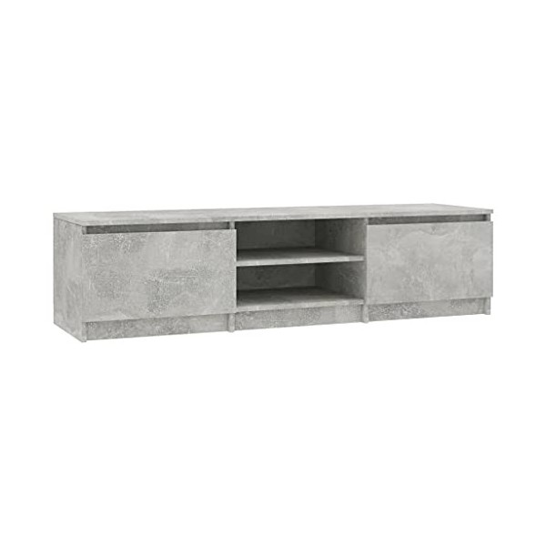 vidaXL Meuble TV Armoire Basse avec 2 Tiroirs et 2 Compartiments Meuble Multimédia Salle de Séjour Salon Maison Gris Béton 14