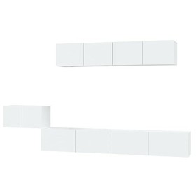 heybb Ensemble de Meubles TV 5 pcs Blanc Brillant Bois dingénierie,Meuble Bas Salon,Meubles De Salon TV,Meuble TV Longueur