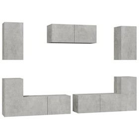 ARKEM Ensemble de Meubles TV 7 pcs Gris béton Bois dingénierie,Meuble TV,Table Basse Salon Meuble TV,Table Basse Couleurs