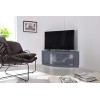 Homeology Meuble TV d’angle incurvé Pangea Beam-thru 81,3&nbsp;-&nbsp;139,7&nbsp;cm Porte en verre blanc.