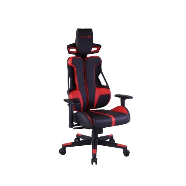 The G-Lab KS-Carbon-BlackRed Chaise Gaming, Simili Cuir, Noir & Rouge, Taille Unique