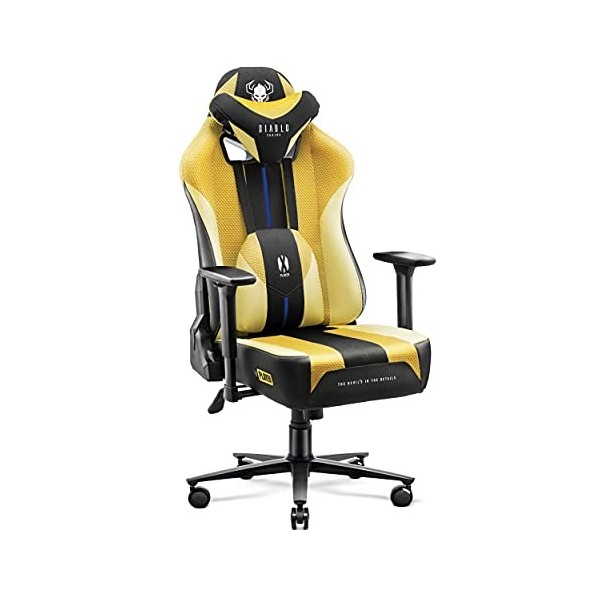 Diablo X-Player 2.0 Chaise Gaming Fauteuil de Gamer de Bureau Accoudoirs 3D Design Ergonomique Tissu Skaï Oreiller Coussin Lo