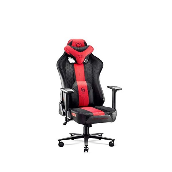 Diablo X-Player 2.0 Chaise Gaming Fauteuil de Gamer de Bureau Accoudoirs 3D Design Ergonomique Tissu Skaï Oreiller Coussin Lo