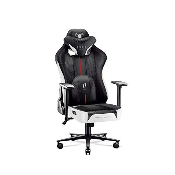 Diablo X-Player 2.0 Chaise Gaming Fauteuil de Gamer de Bureau Accoudoirs 3D Design Ergonomique Tissu Skaï Oreiller Coussin Lo