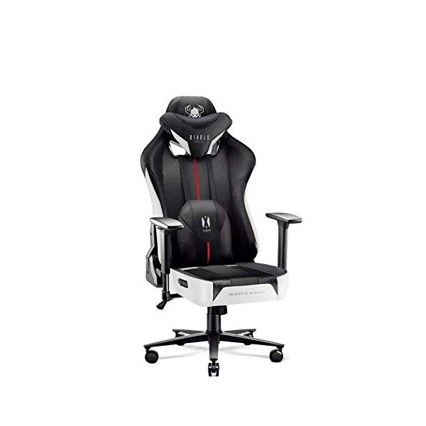Diablo X-Player 2.0 Chaise Gaming Fauteuil de Gamer de Bureau Accoudoirs 3D Design Ergonomique Tissu Skaï Oreiller Coussin Lo
