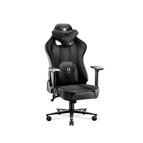 Diablo X-Player 2.0 Chaise Gaming Fauteuil de Gamer de Bureau Accoudoirs 3D Design Ergonomique Tissu Skaï Oreiller Coussin Lo