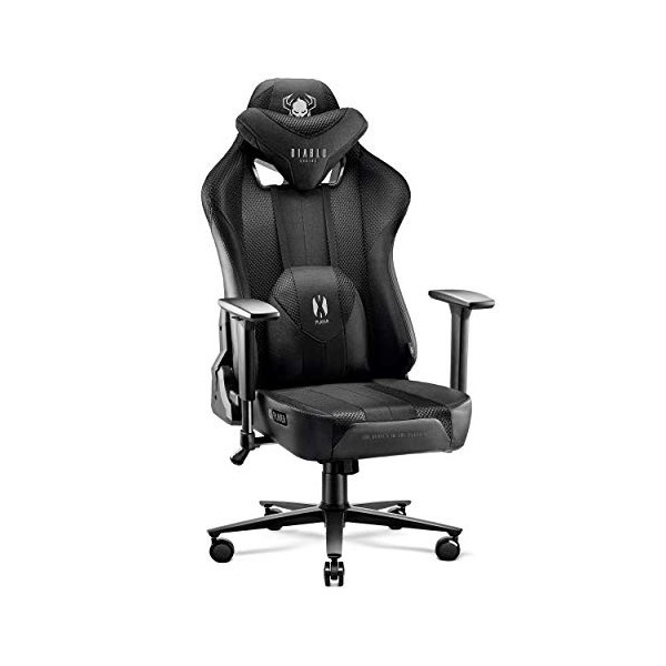 Diablo X-Player 2.0 Chaise Gaming Fauteuil de Gamer de Bureau Accoudoirs 3D Design Ergonomique Tissu Skaï Oreiller Coussin Lo