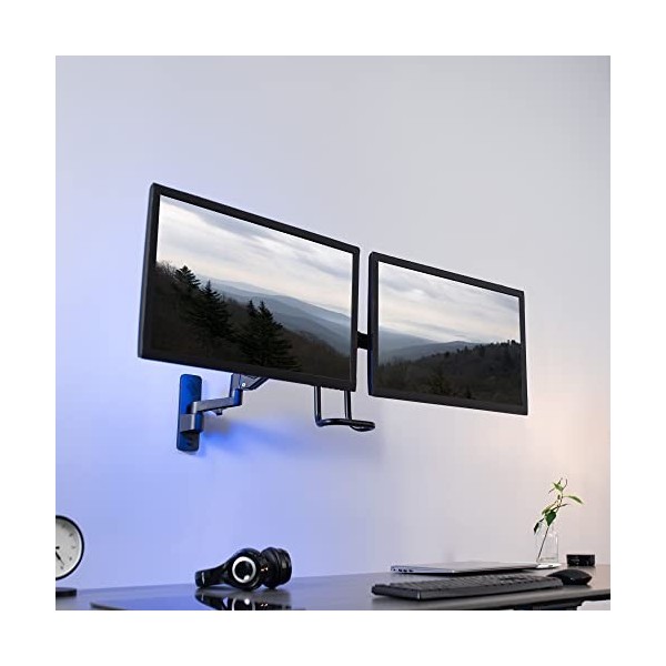 VIVO MOUNT-G200B2 Bras pneumatique en aluminium de qualité supérieure pour 2 écrans jusquà 68,6 cm ou 1 ultra large jusquà 