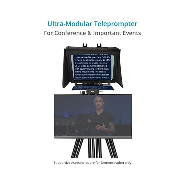 PROAIM TP-ULTM-01 Téléprompteur modulaire pour écrans LCD 12" avec capot pliable et support VESA 75 mm