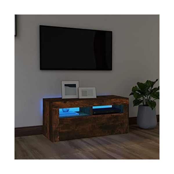 FIRBNUS Meuble TV Design Tendance Sonoma Gris 100x35x40 cm Bois dingénierie Armoire Média Salon Amplement d’Espace pour Gard