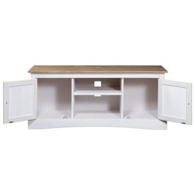 CARESHINE Meuble TV Rustique - Meubles en Pin Mexicain Meuble TV Blanc Gamme Corona Meuble TV - Console Multimédia en Bois Ma