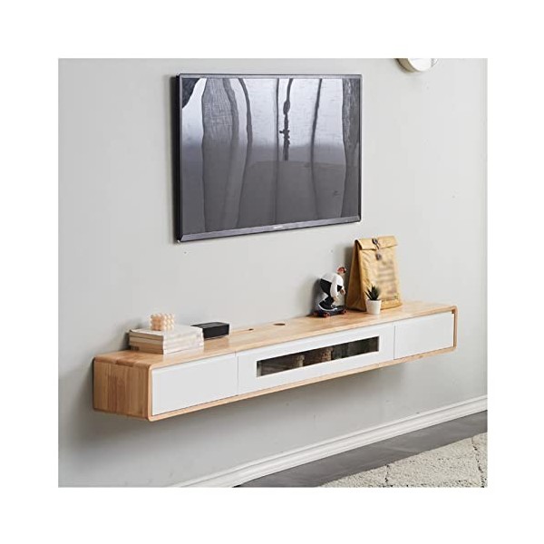 KiLoom Meuble TV Flottant, Meuble TV Mural, Console multimédia de Divertissement, étagères Flottantes avec Porte, pour Huche 
