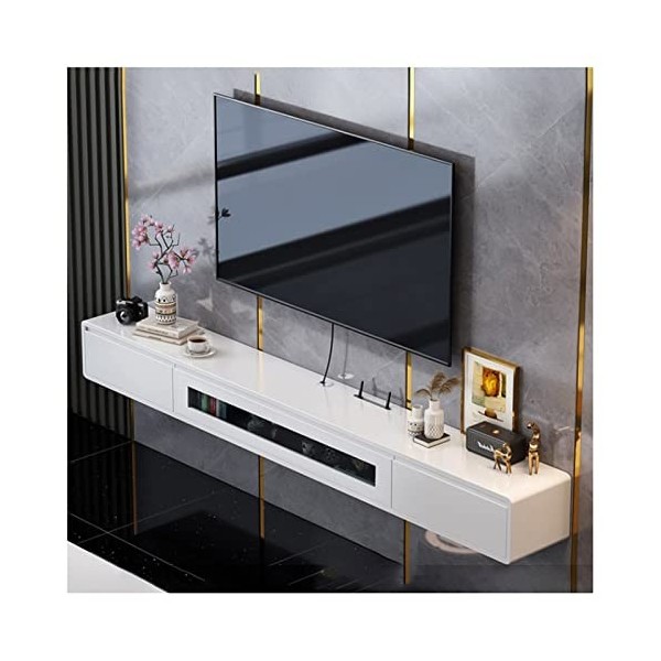KiLoom Meuble TV Flottant, Meuble TV Mural, Console multimédia de Divertissement, étagères Flottantes avec Porte, pour Huche 