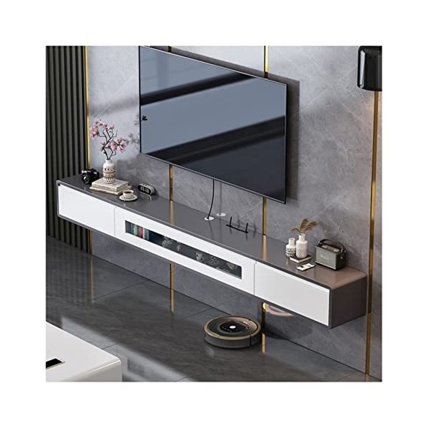 KiLoom Meuble TV Flottant, Meuble TV Mural, Console multimédia de Divertissement, étagères Flottantes avec Porte, pour Huche 