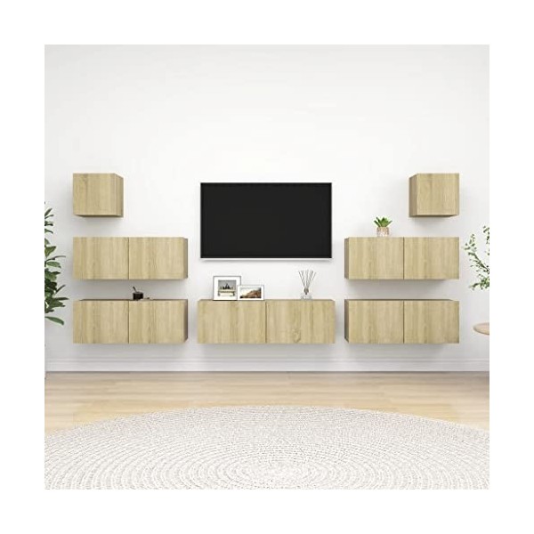 Meuble TV,Banc TV,Meuble TV Suspendu,Étagère TV Flottante, Support de Télévision Flottant Fixé au Mur Centre de Console Multi