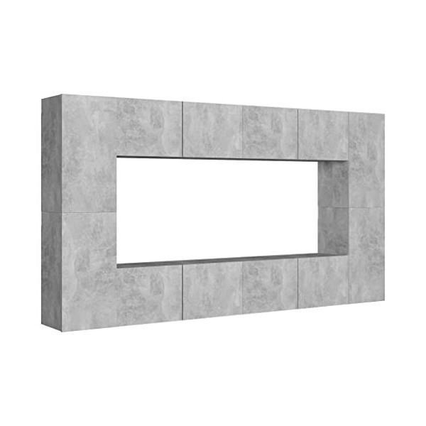 vidaXL Ensemble de Meubles TV 8 pcs Ensemble dArmoires Stéréo Centres de Divertissement Salon Salle de Séjour Intérieur Gris