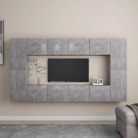 vidaXL Ensemble de Meubles TV 8 pcs Ensemble dArmoires Stéréo Centres de Divertissement Salon Salle de Séjour Intérieur Gris