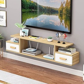 YokIma Meuble TV Flottant Console Multimédia TV Murale Meuble TV Flottant avec étagère de Rangement Ouverte, étagère Murale p