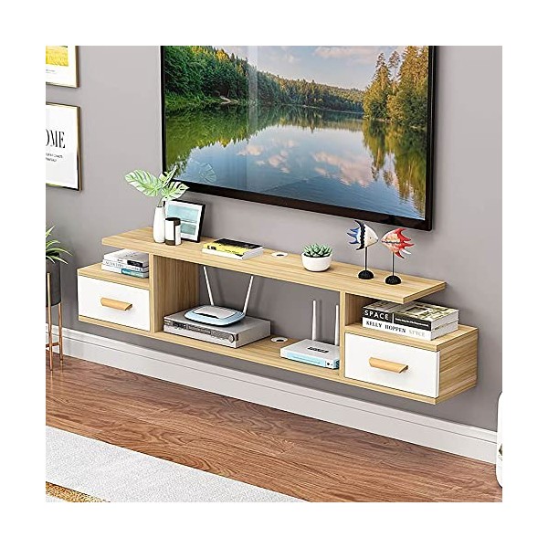 YokIma Meuble TV Flottant Console Multimédia TV Murale Meuble TV Flottant avec étagère de Rangement Ouverte, étagère Murale p