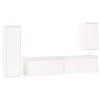 JUNZAI Meubles TV 4 pcs Blanc Bois Massif de pin,Meuble TV,Table Basse Salon Meuble TV,Table Basse LED Couleurs