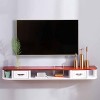 Meuble TV Suspendu, Meuble TV Armoire Murale Lowboard en bois massif pour salon chambre à coucher bureau, avec gestion des câ