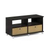 Furinno Centre de Divertissement TV, Chêne Français Gris/Noir, Taille Unique, Bois dense, French Oak Grey/Black, One Size