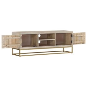 FAMIROSA Meuble TV 110x30x40 cm Bois de manguier Massif Blanchi 23.25KG 