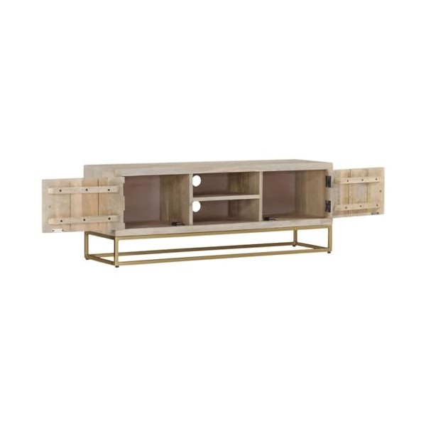 FAMIROSA Meuble TV 110x30x40 cm Bois de manguier Massif Blanchi 23.25KG 