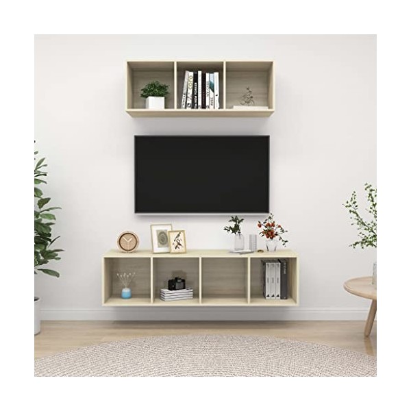 Meuble TV 2 pièces en chêne Sonoma