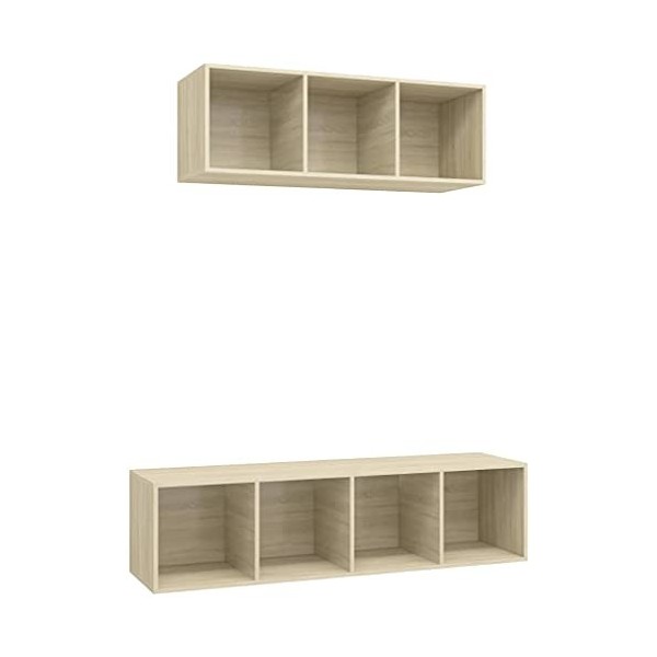 Meuble TV 2 pièces en chêne Sonoma